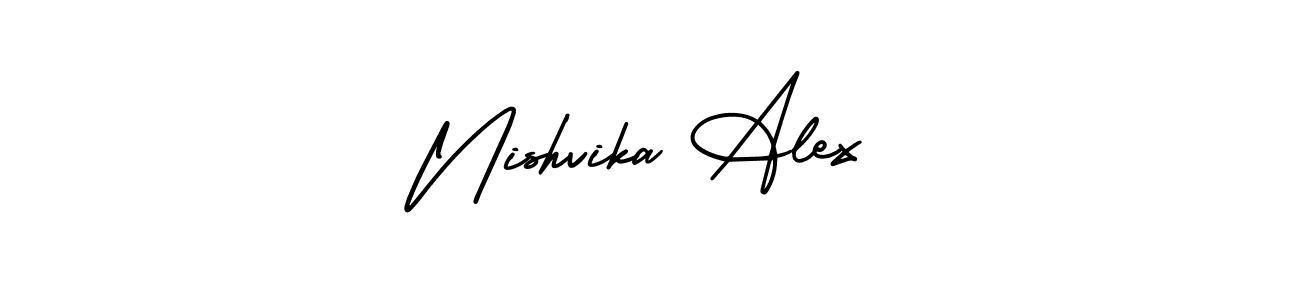 AmerikaSignatureDemo-Regular is a professional signature style that is perfect for those who want to add a touch of class to their signature. It is also a great choice for those who want to make their signature more unique. Get Nishvika Alex name to fancy signature for free. Nishvika Alex signature style 3 images and pictures png