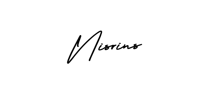 Use a signature maker to create a handwritten signature online. With this signature software, you can design (AmerikaSignatureDemo-Regular) your own signature for name Nisrins. Nisrins signature style 3 images and pictures png