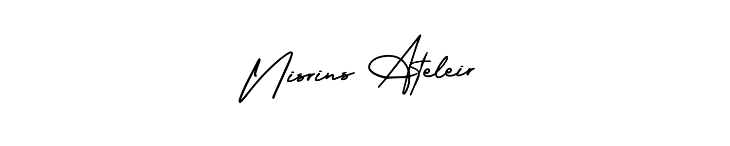 Nisrins Ateleir stylish signature style. Best Handwritten Sign (AmerikaSignatureDemo-Regular) for my name. Handwritten Signature Collection Ideas for my name Nisrins Ateleir. Nisrins Ateleir signature style 3 images and pictures png