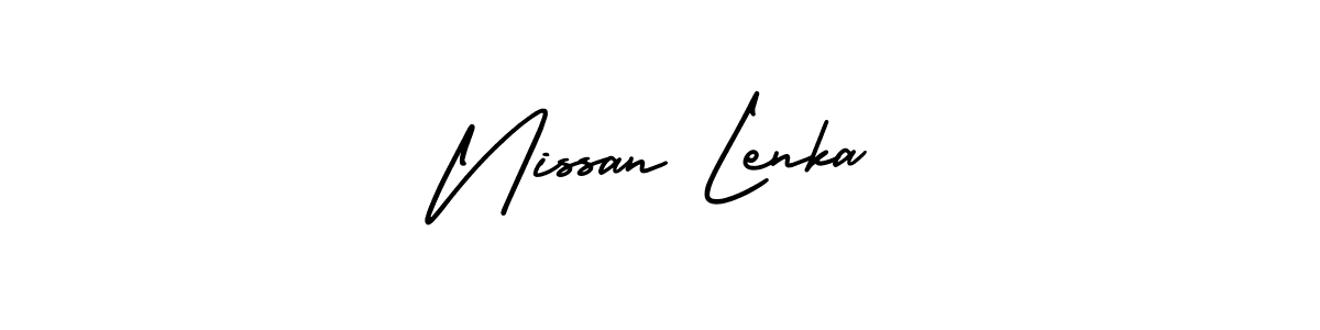 The best way (AmerikaSignatureDemo-Regular) to make a short signature is to pick only two or three words in your name. The name Nissan Lenka include a total of six letters. For converting this name. Nissan Lenka signature style 3 images and pictures png