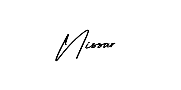 How to make Nissar name signature. Use AmerikaSignatureDemo-Regular style for creating short signs online. This is the latest handwritten sign. Nissar signature style 3 images and pictures png