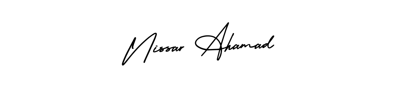 Nissar Ahamad stylish signature style. Best Handwritten Sign (AmerikaSignatureDemo-Regular) for my name. Handwritten Signature Collection Ideas for my name Nissar Ahamad. Nissar Ahamad signature style 3 images and pictures png