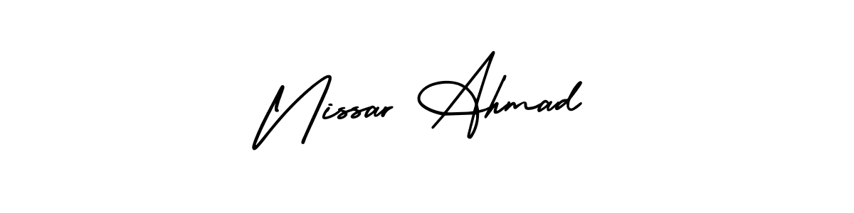 How to make Nissar Ahmad signature? AmerikaSignatureDemo-Regular is a professional autograph style. Create handwritten signature for Nissar Ahmad name. Nissar Ahmad signature style 3 images and pictures png