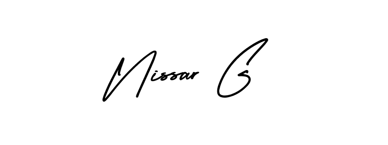 Design your own signature with our free online signature maker. With this signature software, you can create a handwritten (AmerikaSignatureDemo-Regular) signature for name Nissar G. Nissar G signature style 3 images and pictures png