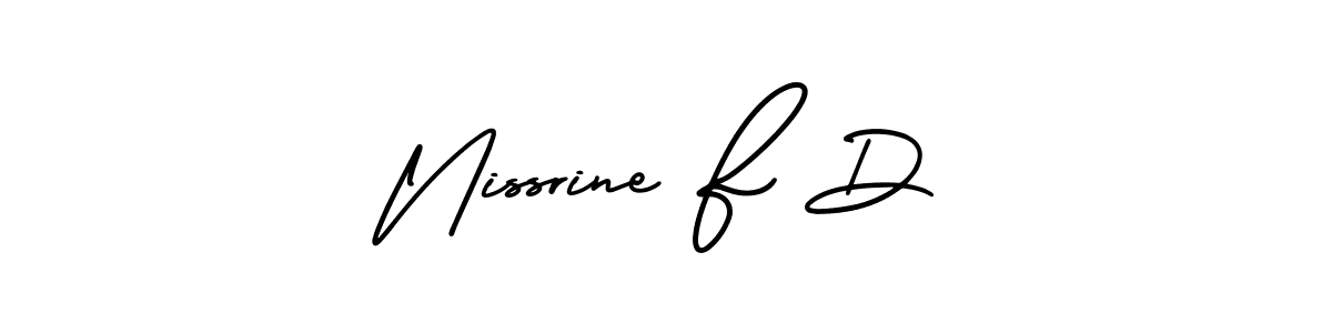 Nissrine F D stylish signature style. Best Handwritten Sign (AmerikaSignatureDemo-Regular) for my name. Handwritten Signature Collection Ideas for my name Nissrine F D. Nissrine F D signature style 3 images and pictures png