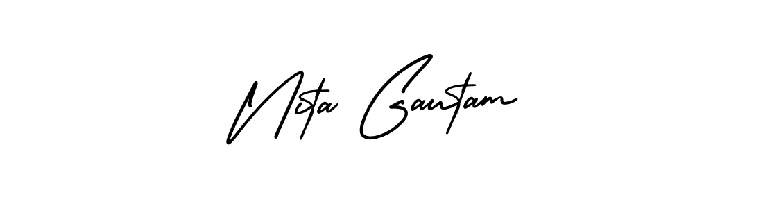 How to make Nita Gautam name signature. Use AmerikaSignatureDemo-Regular style for creating short signs online. This is the latest handwritten sign. Nita Gautam signature style 3 images and pictures png