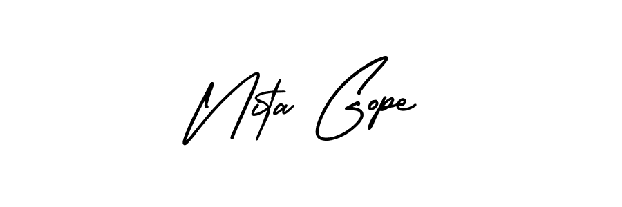 Make a short Nita Gope signature style. Manage your documents anywhere anytime using AmerikaSignatureDemo-Regular. Create and add eSignatures, submit forms, share and send files easily. Nita Gope signature style 3 images and pictures png