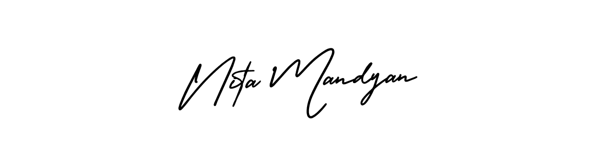 if you are searching for the best signature style for your name Nita Mandyan. so please give up your signature search. here we have designed multiple signature styles  using AmerikaSignatureDemo-Regular. Nita Mandyan signature style 3 images and pictures png
