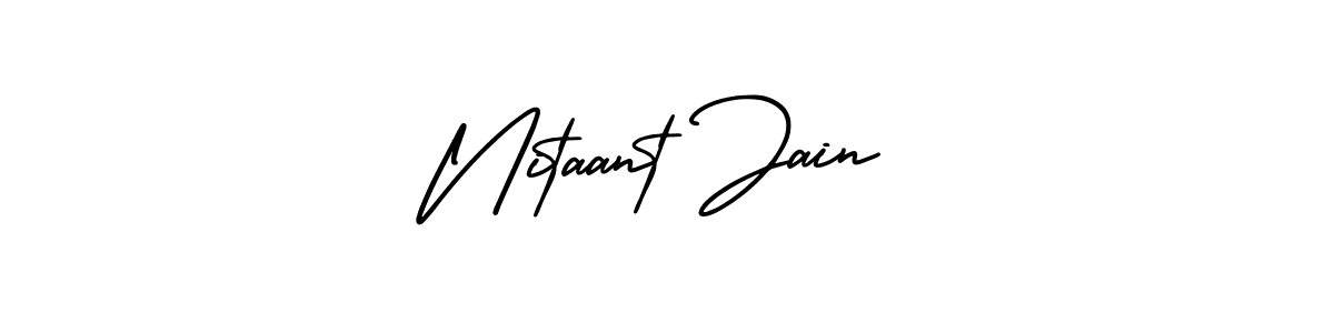 You should practise on your own different ways (AmerikaSignatureDemo-Regular) to write your name (Nitaant Jain) in signature. don't let someone else do it for you. Nitaant Jain signature style 3 images and pictures png