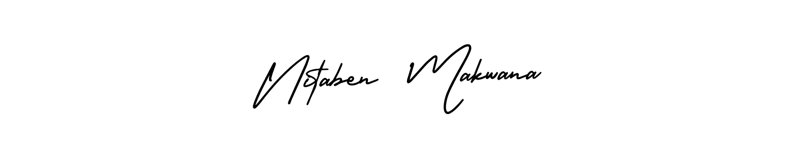 How to make Nitaben  Makwana name signature. Use AmerikaSignatureDemo-Regular style for creating short signs online. This is the latest handwritten sign. Nitaben  Makwana signature style 3 images and pictures png