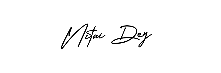 How to make Nitai Dey name signature. Use AmerikaSignatureDemo-Regular style for creating short signs online. This is the latest handwritten sign. Nitai Dey signature style 3 images and pictures png