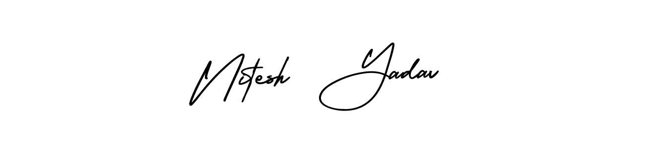 AmerikaSignatureDemo-Regular is a professional signature style that is perfect for those who want to add a touch of class to their signature. It is also a great choice for those who want to make their signature more unique. Get Nitesh  Yadav name to fancy signature for free. Nitesh  Yadav signature style 3 images and pictures png