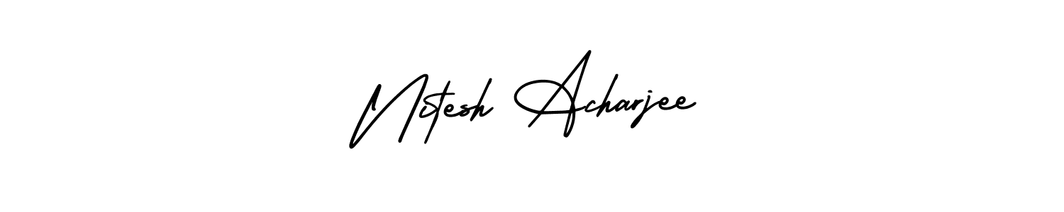 Similarly AmerikaSignatureDemo-Regular is the best handwritten signature design. Signature creator online .You can use it as an online autograph creator for name Nitesh Acharjee. Nitesh Acharjee signature style 3 images and pictures png