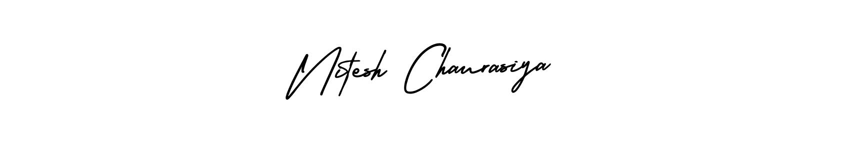 The best way (AmerikaSignatureDemo-Regular) to make a short signature is to pick only two or three words in your name. The name Nitesh Chaurasiya include a total of six letters. For converting this name. Nitesh Chaurasiya signature style 3 images and pictures png