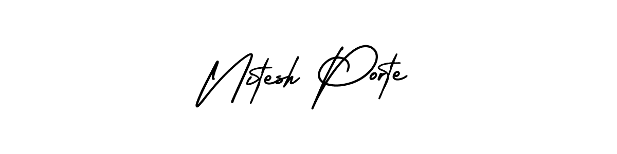 How to make Nitesh Porte signature? AmerikaSignatureDemo-Regular is a professional autograph style. Create handwritten signature for Nitesh Porte name. Nitesh Porte signature style 3 images and pictures png