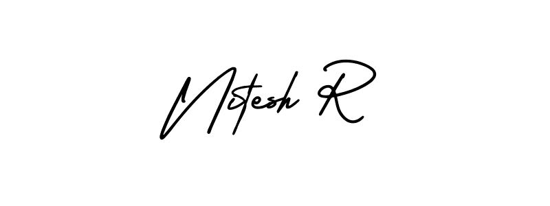 Make a beautiful signature design for name Nitesh R. Use this online signature maker to create a handwritten signature for free. Nitesh R signature style 3 images and pictures png