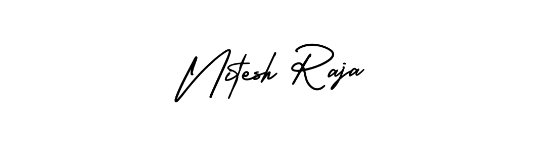 This is the best signature style for the Nitesh Raja name. Also you like these signature font (AmerikaSignatureDemo-Regular). Mix name signature. Nitesh Raja signature style 3 images and pictures png