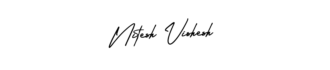 How to Draw Nitesh Vishesh signature style? AmerikaSignatureDemo-Regular is a latest design signature styles for name Nitesh Vishesh. Nitesh Vishesh signature style 3 images and pictures png