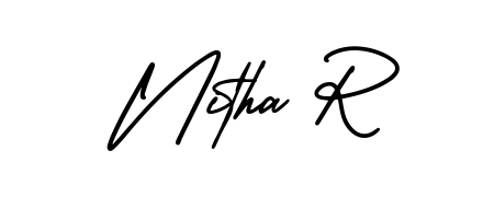 Elevate your brand with a stunning Nitha R eSignature. The AmerikaSignatureDemo-Regular style provides a balanced, flowing aesthetic for everyday signing. Nitha R signature style 3 images and pictures png