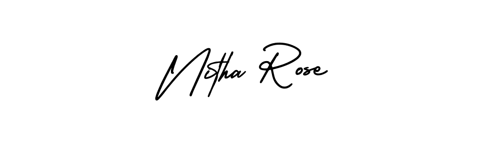 if you are searching for the best signature style for your name Nitha Rose. so please give up your signature search. here we have designed multiple signature styles  using AmerikaSignatureDemo-Regular. Nitha Rose signature style 3 images and pictures png