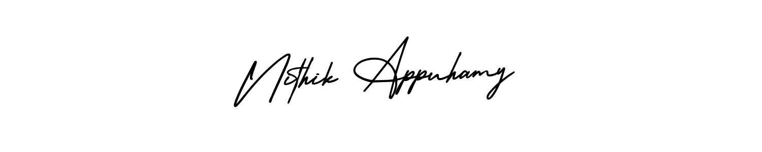 How to make Nithik Appuhamy signature? AmerikaSignatureDemo-Regular is a professional autograph style. Create handwritten signature for Nithik Appuhamy name. Nithik Appuhamy signature style 3 images and pictures png