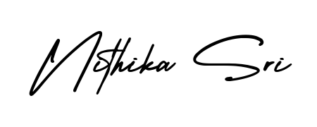 A timeless handwritten aesthetic for Nithika Sri. The AmerikaSignatureDemo-Regular font gives your signature a handcrafted feel with natural curves. Nithika Sri signature style 3 images and pictures png