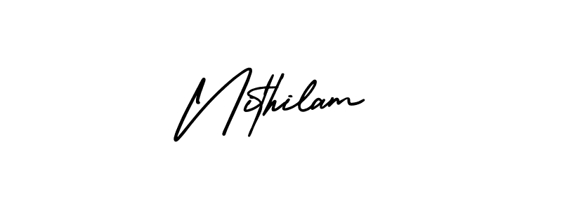 How to make Nithilam signature? AmerikaSignatureDemo-Regular is a professional autograph style. Create handwritten signature for Nithilam name. Nithilam signature style 3 images and pictures png
