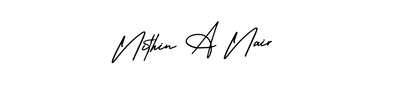 You should practise on your own different ways (AmerikaSignatureDemo-Regular) to write your name (Nithin A Nair) in signature. don't let someone else do it for you. Nithin A Nair signature style 3 images and pictures png