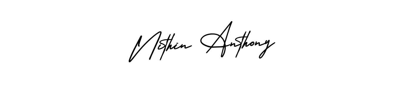 Make a short Nithin Anthony signature style. Manage your documents anywhere anytime using AmerikaSignatureDemo-Regular. Create and add eSignatures, submit forms, share and send files easily. Nithin Anthony signature style 3 images and pictures png