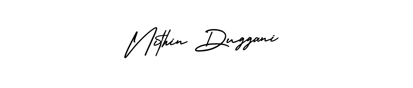 How to make Nithin Duggani signature? AmerikaSignatureDemo-Regular is a professional autograph style. Create handwritten signature for Nithin Duggani name. Nithin Duggani signature style 3 images and pictures png