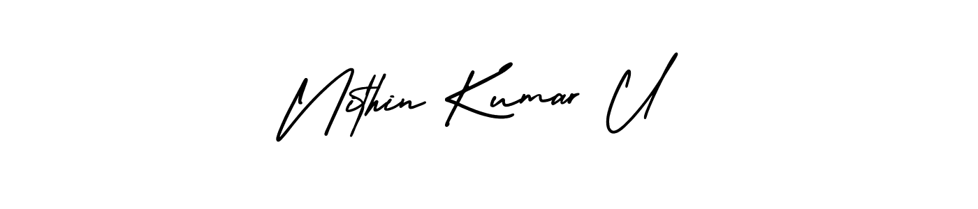 AmerikaSignatureDemo-Regular is a professional signature style that is perfect for those who want to add a touch of class to their signature. It is also a great choice for those who want to make their signature more unique. Get Nithin Kumar U name to fancy signature for free. Nithin Kumar U signature style 3 images and pictures png