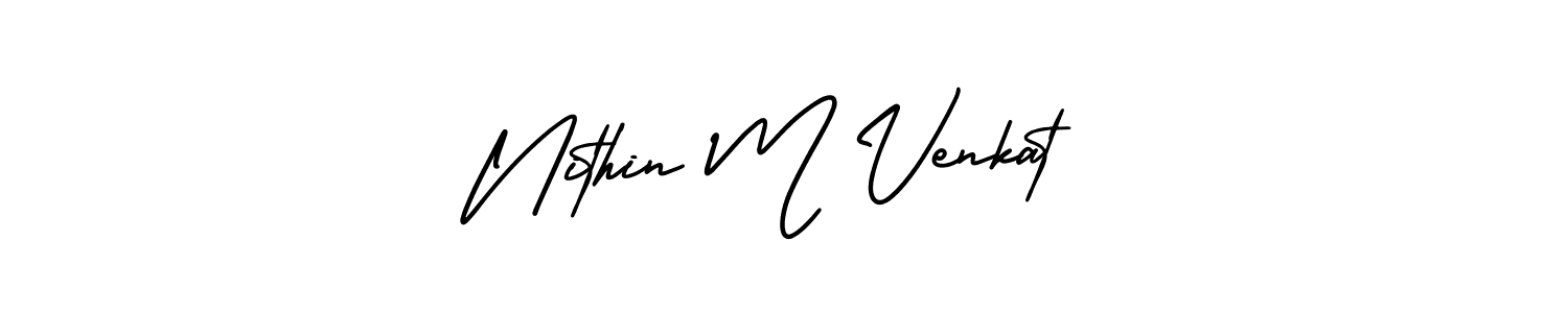 This is the best signature style for the Nithin M Venkat name. Also you like these signature font (AmerikaSignatureDemo-Regular). Mix name signature. Nithin M Venkat signature style 3 images and pictures png