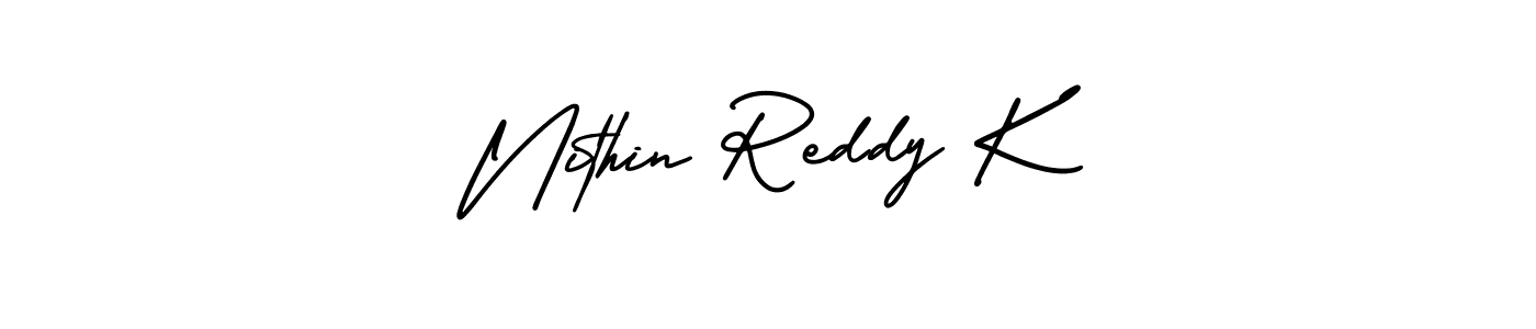 How to make Nithin Reddy K name signature. Use AmerikaSignatureDemo-Regular style for creating short signs online. This is the latest handwritten sign. Nithin Reddy K signature style 3 images and pictures png