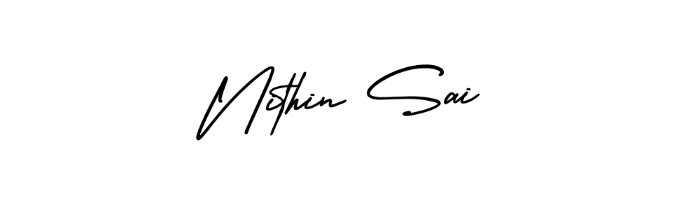 The best way (AmerikaSignatureDemo-Regular) to make a short signature is to pick only two or three words in your name. The name Nithin Sai include a total of six letters. For converting this name. Nithin Sai signature style 3 images and pictures png