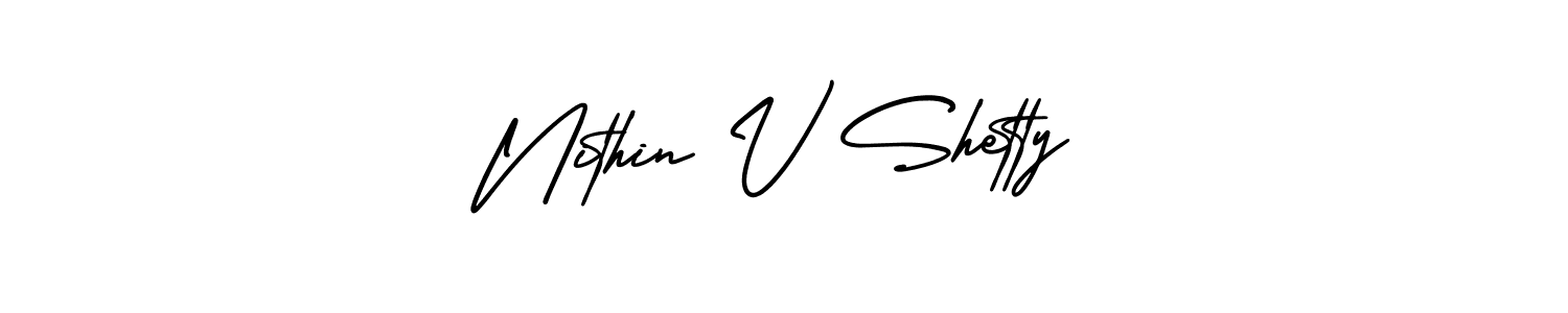 if you are searching for the best signature style for your name Nithin V Shetty. so please give up your signature search. here we have designed multiple signature styles  using AmerikaSignatureDemo-Regular. Nithin V Shetty signature style 3 images and pictures png