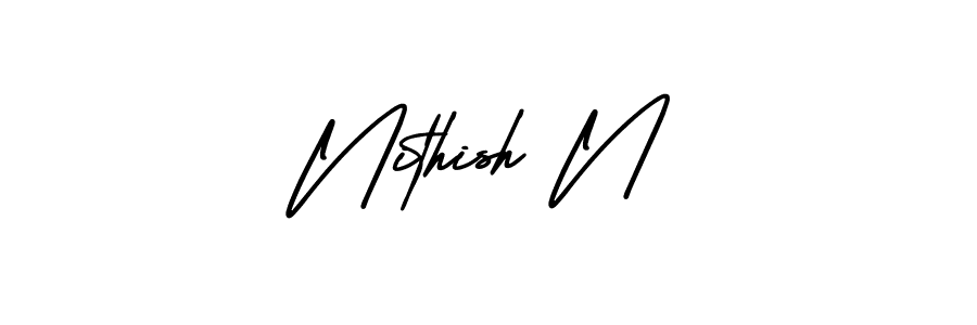 How to make Nithish N signature? AmerikaSignatureDemo-Regular is a professional autograph style. Create handwritten signature for Nithish N name. Nithish N signature style 3 images and pictures png