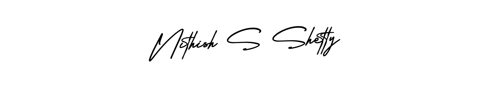 AmerikaSignatureDemo-Regular is a professional signature style that is perfect for those who want to add a touch of class to their signature. It is also a great choice for those who want to make their signature more unique. Get Nithish S Shetty name to fancy signature for free. Nithish S Shetty signature style 3 images and pictures png