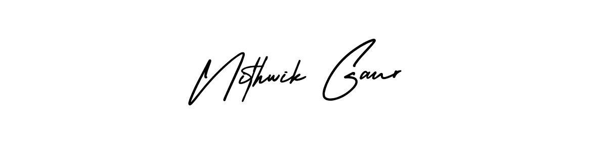 Make a beautiful signature design for name Nithwik Gaur. With this signature (AmerikaSignatureDemo-Regular) style, you can create a handwritten signature for free. Nithwik Gaur signature style 3 images and pictures png