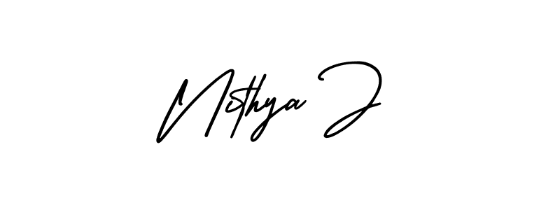 Make a beautiful signature design for name Nithya J. With this signature (AmerikaSignatureDemo-Regular) style, you can create a handwritten signature for free. Nithya J signature style 3 images and pictures png