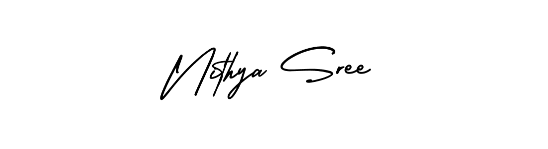 It looks lik you need a new signature style for name Nithya Sree. Design unique handwritten (AmerikaSignatureDemo-Regular) signature with our free signature maker in just a few clicks. Nithya Sree signature style 3 images and pictures png