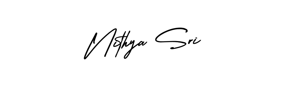 You should practise on your own different ways (AmerikaSignatureDemo-Regular) to write your name (Nithya Sri) in signature. don't let someone else do it for you. Nithya Sri signature style 3 images and pictures png