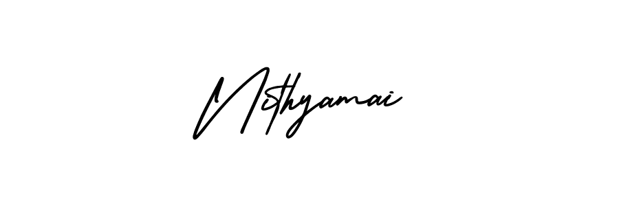 Make a beautiful signature design for name Nithyamai. With this signature (AmerikaSignatureDemo-Regular) style, you can create a handwritten signature for free. Nithyamai signature style 3 images and pictures png