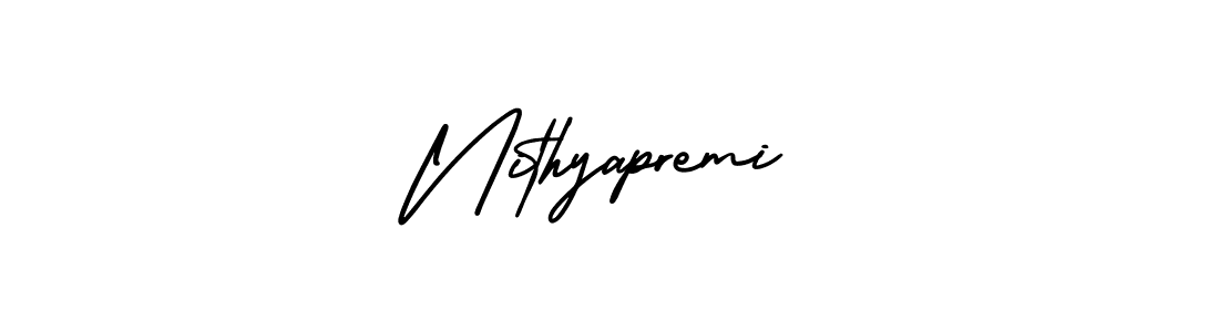 How to make Nithyapremi signature? AmerikaSignatureDemo-Regular is a professional autograph style. Create handwritten signature for Nithyapremi name. Nithyapremi signature style 3 images and pictures png