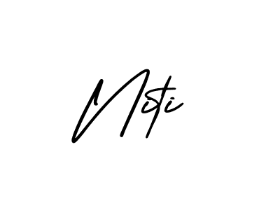 You should practise on your own different ways (AmerikaSignatureDemo-Regular) to write your name (Niti) in signature. don't let someone else do it for you. Niti signature style 3 images and pictures png