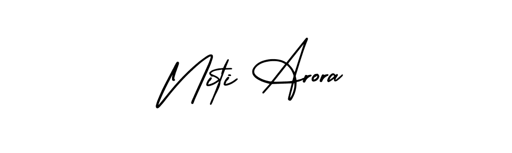 Make a short Niti Arora signature style. Manage your documents anywhere anytime using AmerikaSignatureDemo-Regular. Create and add eSignatures, submit forms, share and send files easily. Niti Arora signature style 3 images and pictures png