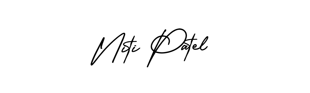 Niti Patel stylish signature style. Best Handwritten Sign (AmerikaSignatureDemo-Regular) for my name. Handwritten Signature Collection Ideas for my name Niti Patel. Niti Patel signature style 3 images and pictures png