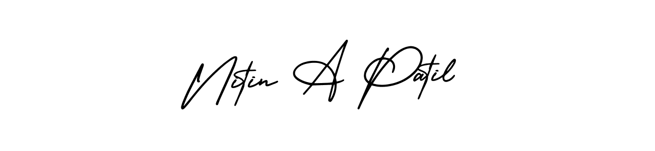 You should practise on your own different ways (AmerikaSignatureDemo-Regular) to write your name (Nitin A Patil) in signature. don't let someone else do it for you. Nitin A Patil signature style 3 images and pictures png