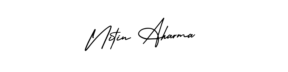 How to make Nitin Aharma name signature. Use AmerikaSignatureDemo-Regular style for creating short signs online. This is the latest handwritten sign. Nitin Aharma signature style 3 images and pictures png