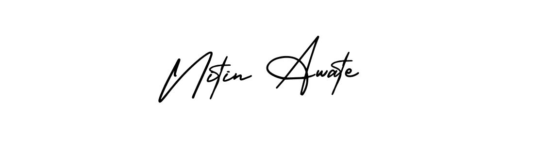 Nitin Awate stylish signature style. Best Handwritten Sign (AmerikaSignatureDemo-Regular) for my name. Handwritten Signature Collection Ideas for my name Nitin Awate. Nitin Awate signature style 3 images and pictures png