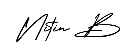 A classic penmanship look for Nitin B. The AmerikaSignatureDemo-Regular font brings timeless elegance and confidence to every signed document. Nitin B signature style 3 images and pictures png